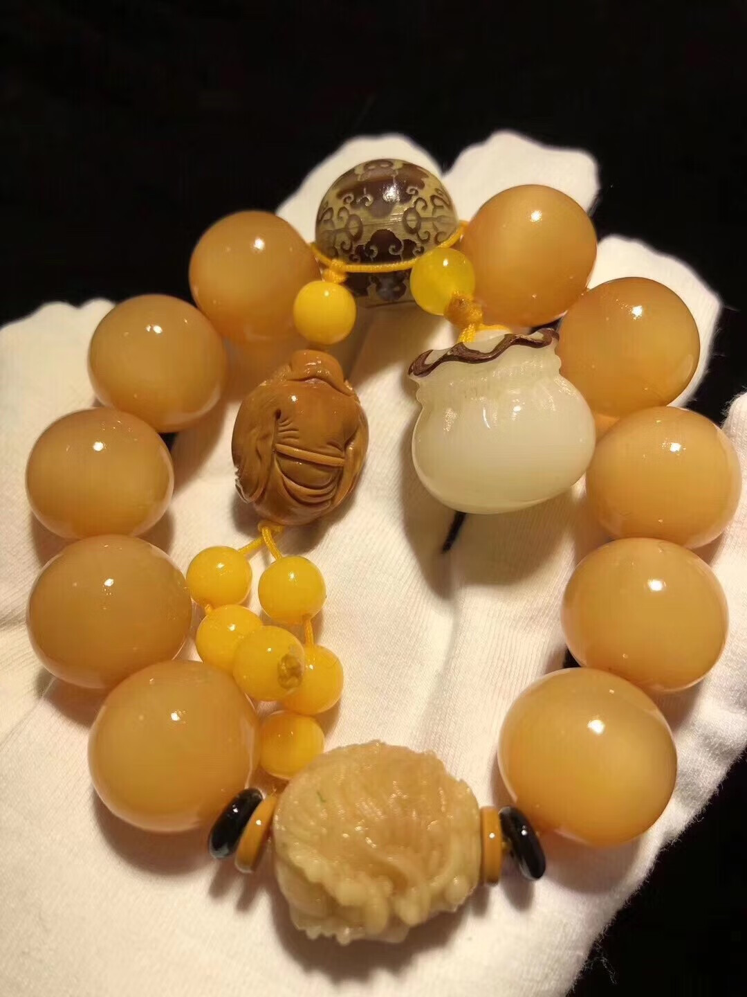 山龟甲手串黄金甲财神手链男女文玩甘蔗纹佛珠圆珠饰品 一串领瑞 饰品