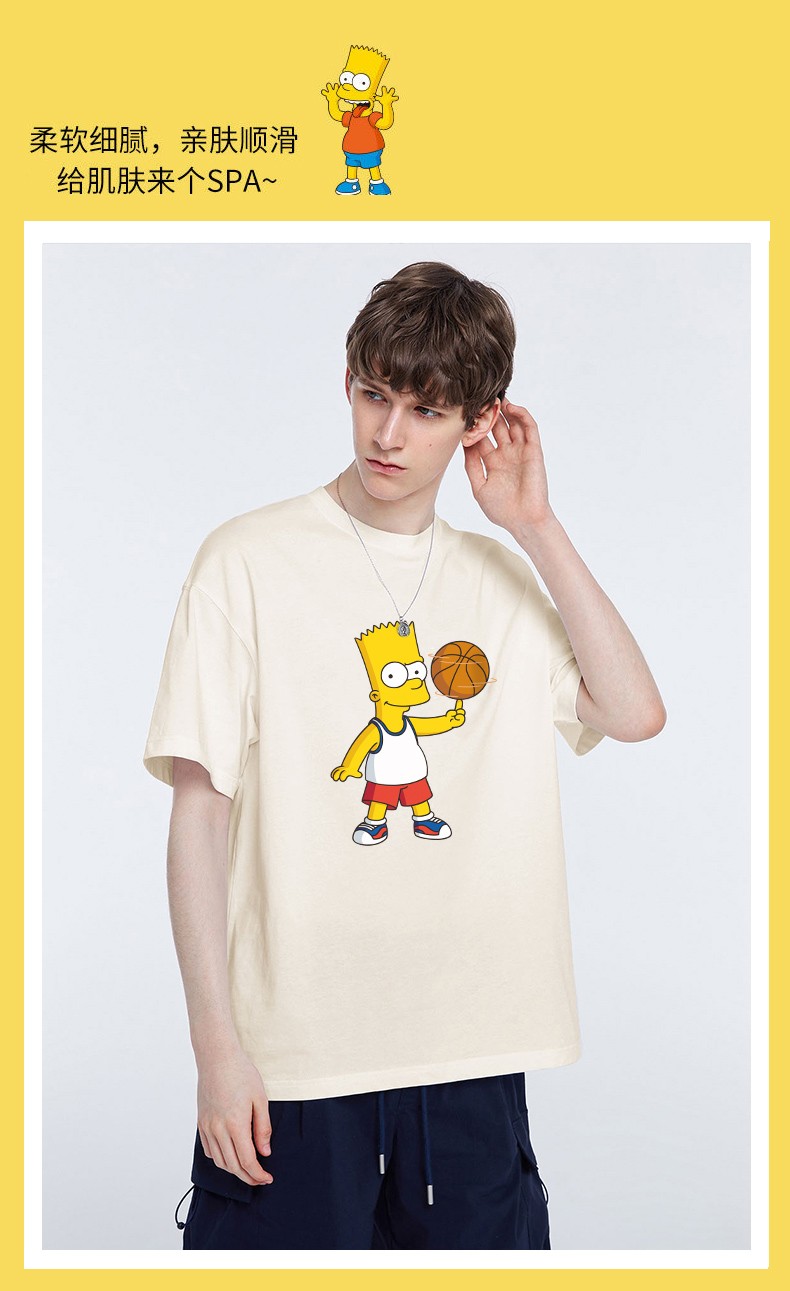 thesimpsons辛普森一家2022年新款短袖t恤男纯棉卡通印花黑色m