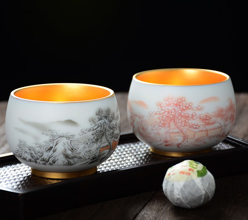 茶杯大号品茗杯主人杯单杯个人专用茶盏精美礼物商务送礼福佑丹雀反口