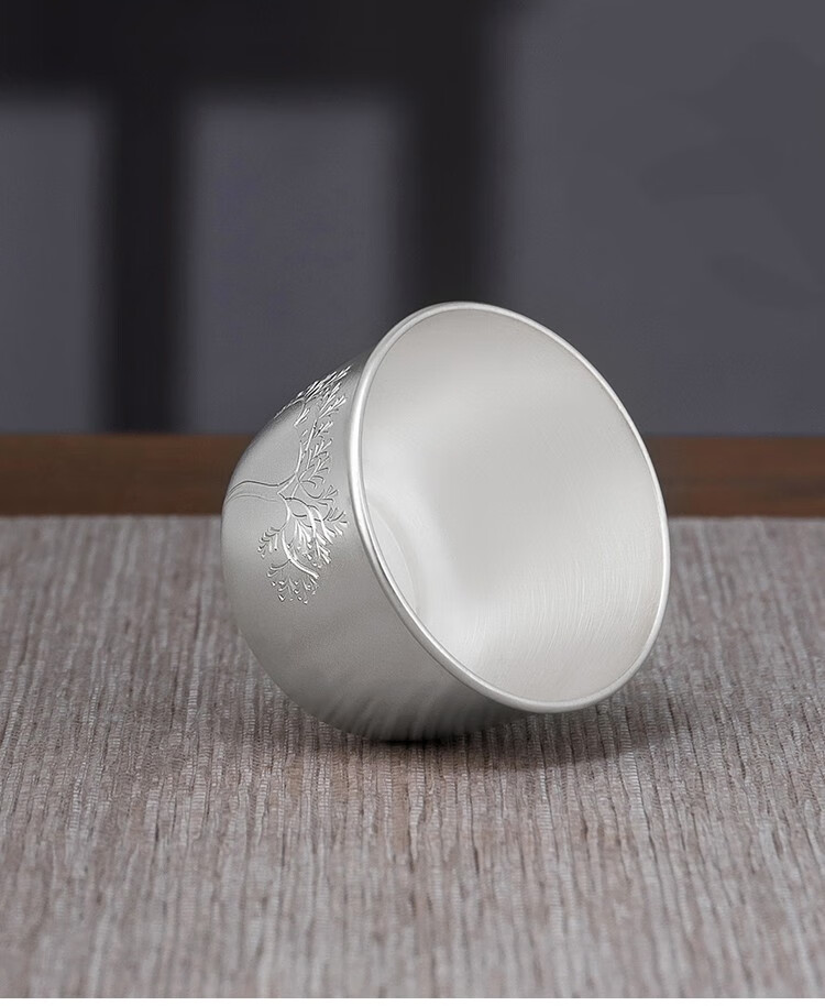 银器时代足银酒杯纯手工足银999银茶杯锵錾小银杯日式酒杯家用高品质