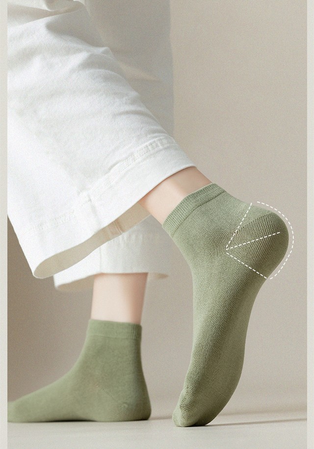 洁丽雅grace袜子女士短筒袜5双装夏季薄款纯棉纯色日系可爱吸汗排湿