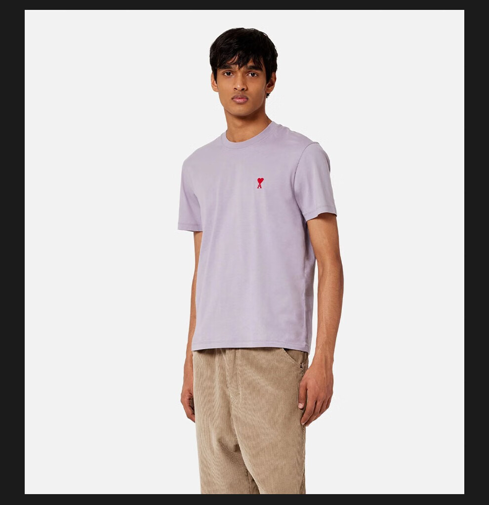 amiparis 男女同款 ami红色爱心刺绣棉质圆领短袖t恤【预售】 浅绿色