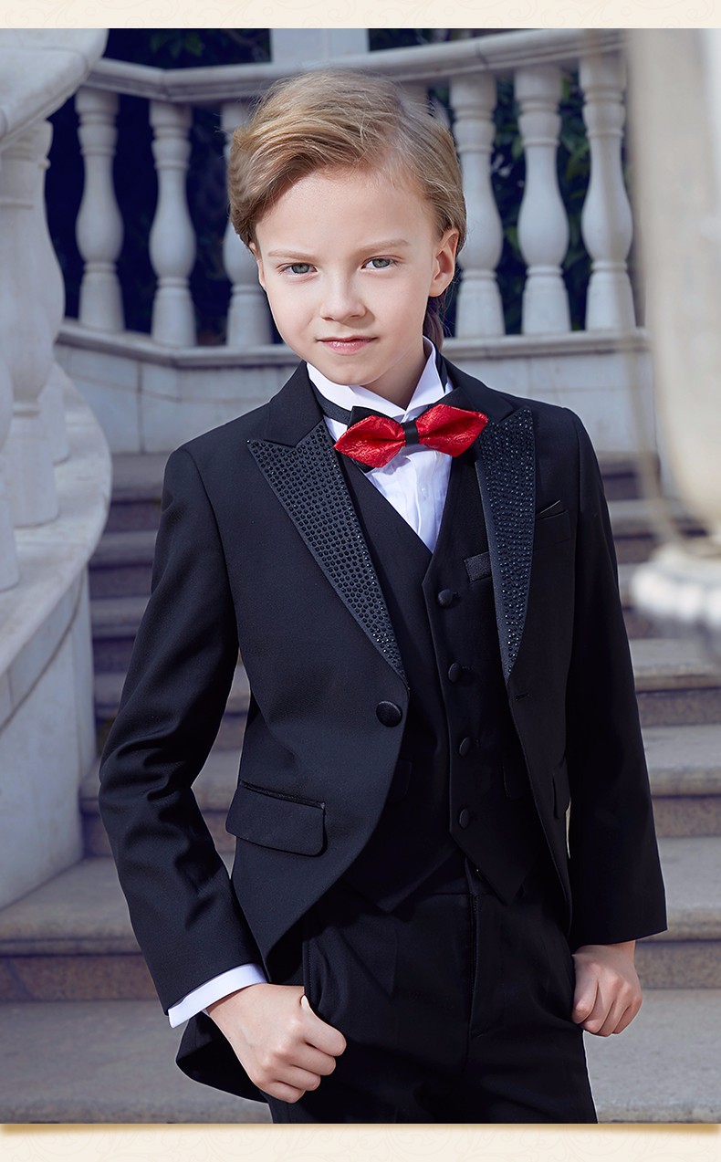 elpa儿童礼服套装男童燕尾服西装花童小西服套装钢琴演出服表演主持人