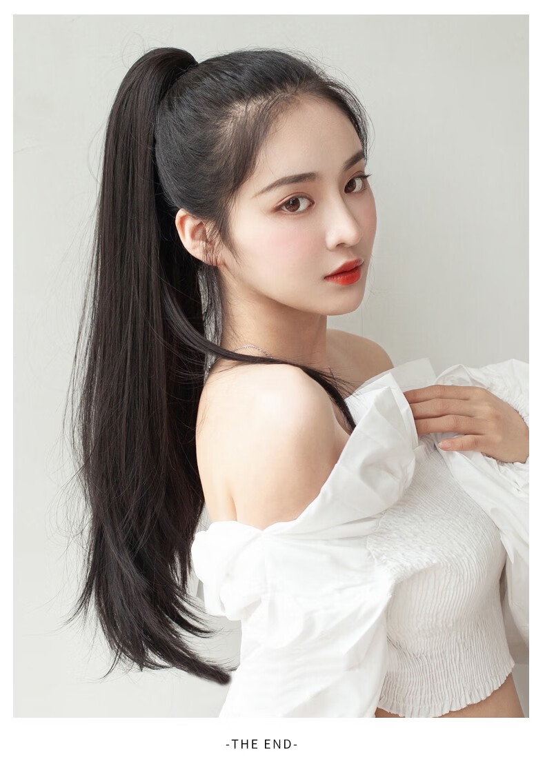 纵美抓夹微卷假马尾假发女夏马尾长发仿真发假发辫子假发片绑带式抓夹