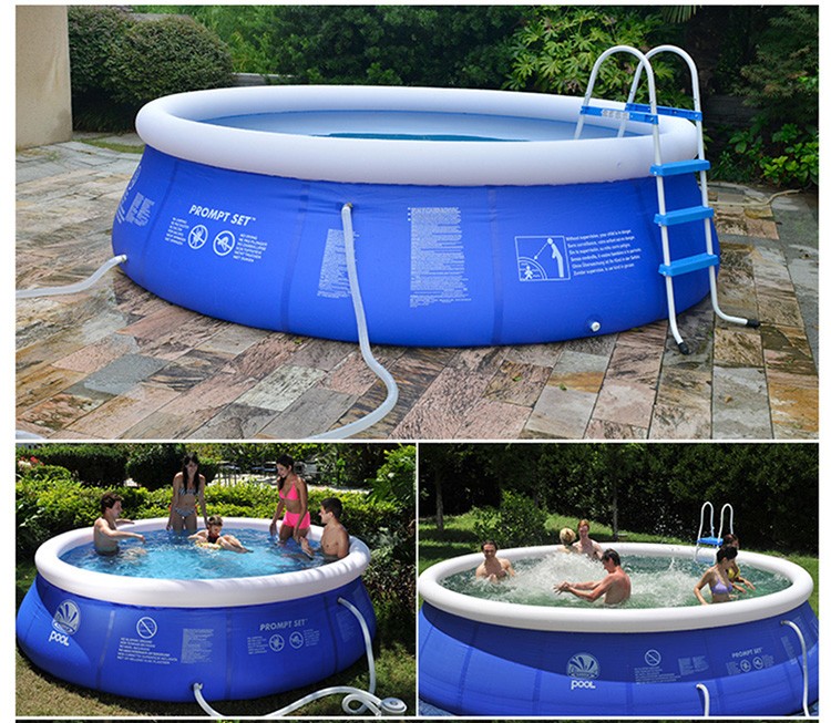 扶手充气水池加高加厚儿童戏水池折叠养鱼池 732*360*122cm椭圆形全套