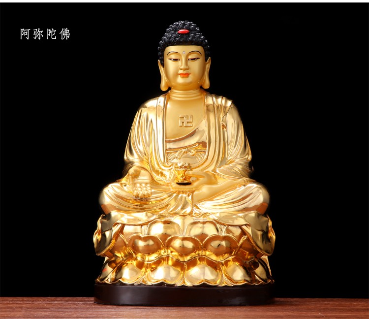 牟尼佛像台湾纯铜鎏金释迦佛像三宝如来佛像工艺品摆件19英寸药师佛48