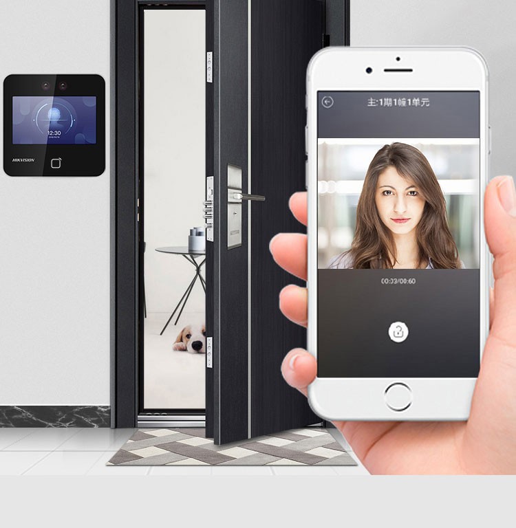 海康威视可视对讲门禁套装刷卡人脸手机远程开门对讲 ds-khj802【图片