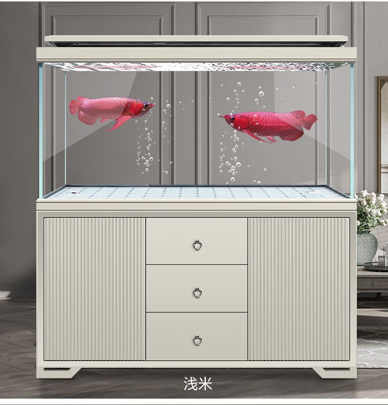 汉霸无管件底滤鱼缸家用大型超白玻璃鱼缸生态智能金鱼缸 橙色 靠墙1.