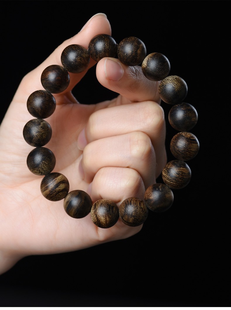 凉韵花蜜香 12mm沉香手串9分沉 【孤品】c1841 达拉干黑油格沉香手串