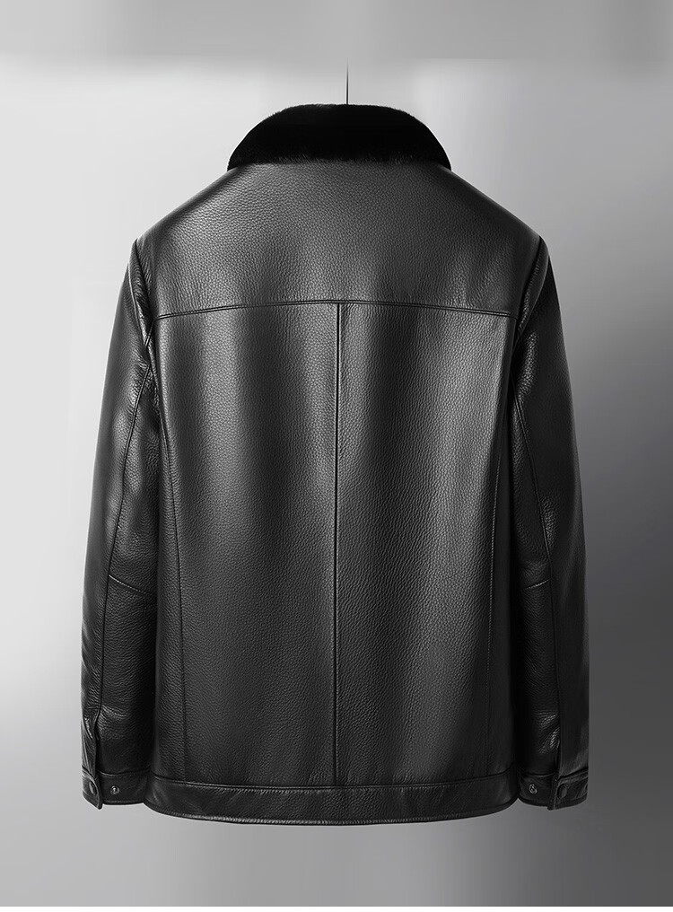 恒源祥皮毛一体男装正宗进口鹿皮真皮皮衣男短款皮夹克貂皮大衣内胆