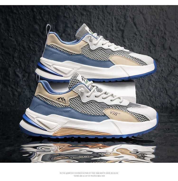 金鸡 男鞋运动鞋夏季透气网面老爹鞋跑鞋潮流薄款休闲一脚蹬阿甘鞋