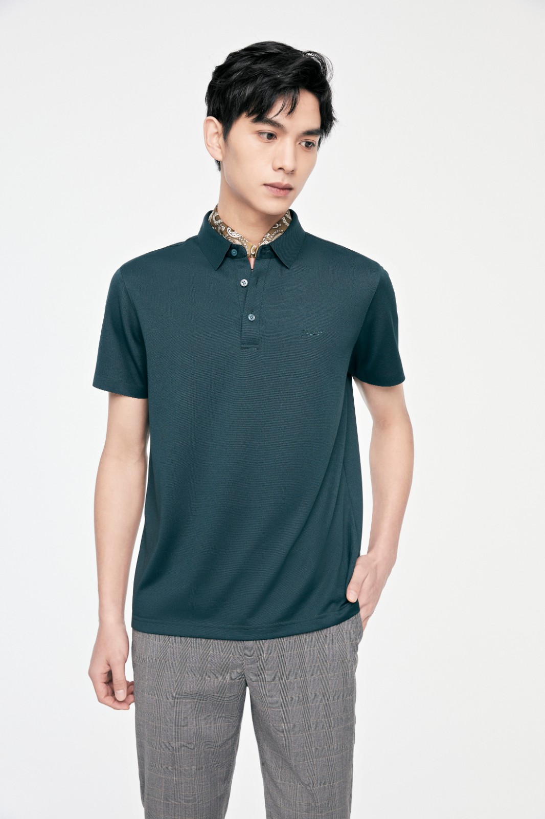 商场同款九牧王桑蚕丝男装短袖t恤2022夏季新款透气亲肤轻奢t恤男jt2