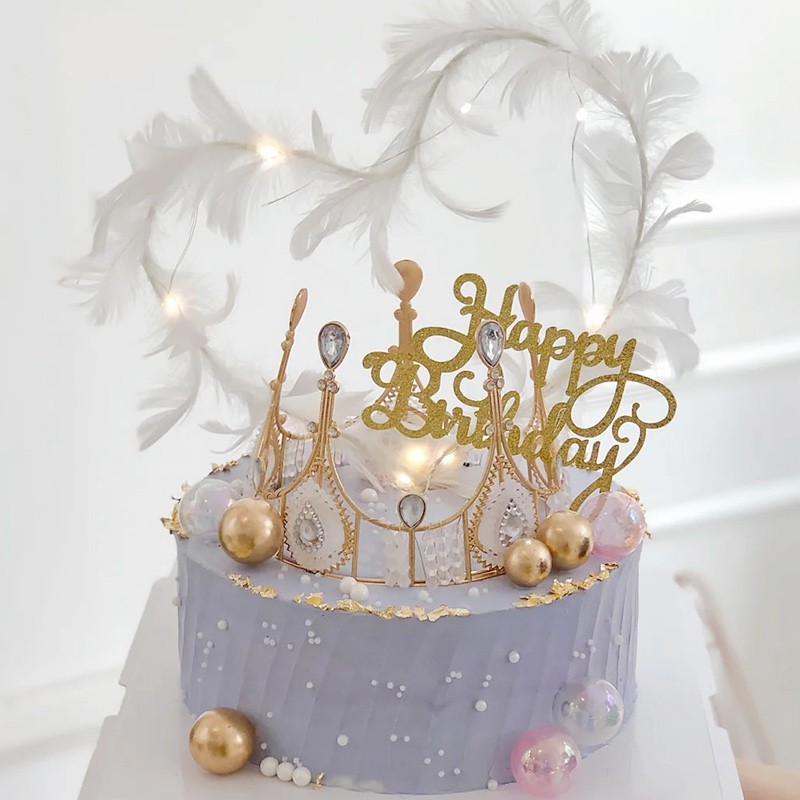 芳茗萃带灯生日蛋糕网红创意新鲜水果全国预定鲜花皇冠羽毛送女神老婆