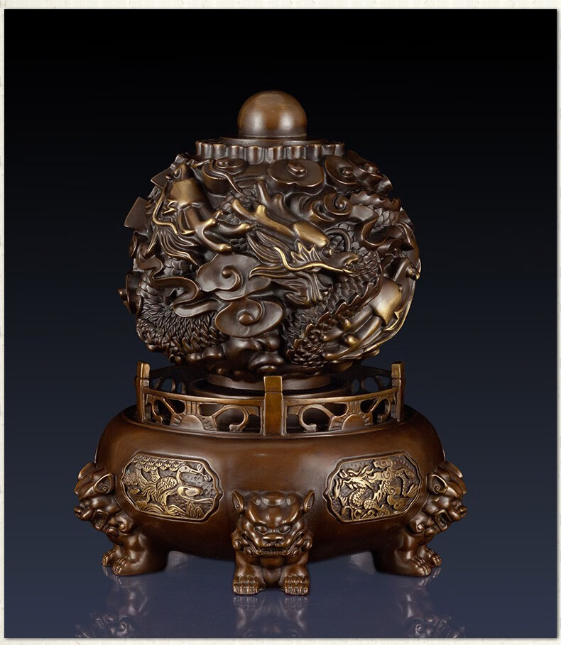 慕芳阁纯铜九转乾坤鼎摆件九龙乾坤鼎工艺品办公室家居客厅装饰品公司