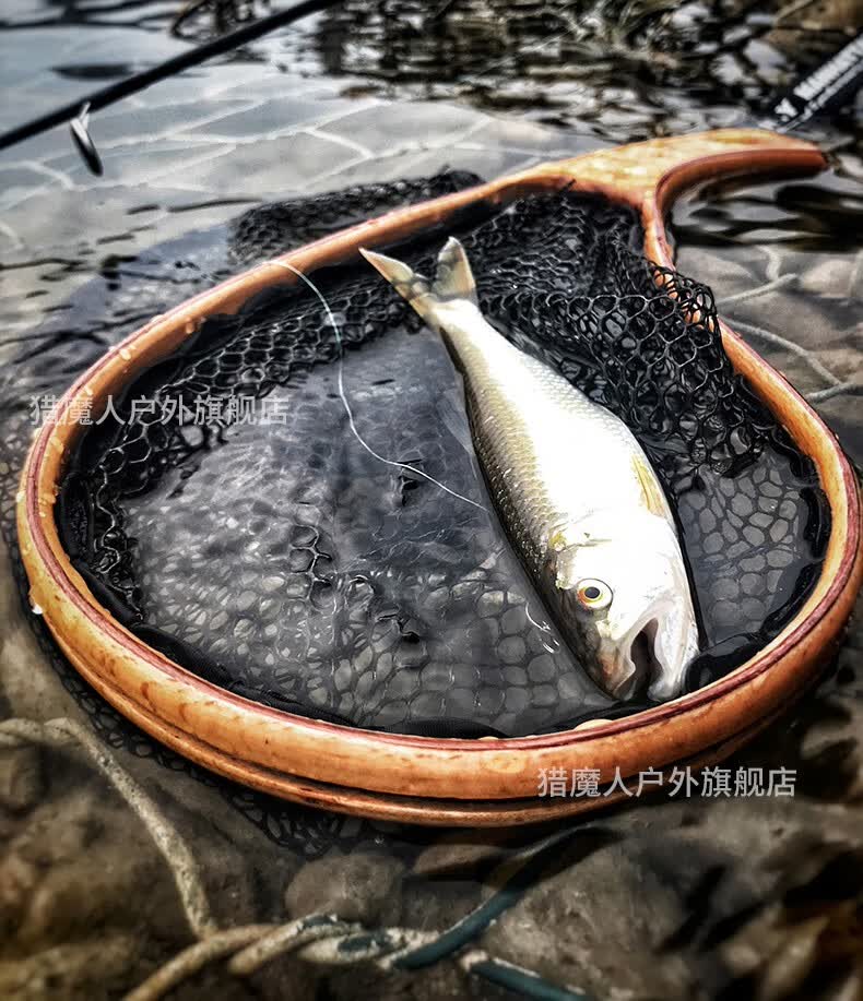 猎魔人 实木小抄网飞蝇钓路亚小抄网实木溪流抄网溪流钓路亚抄网 中号