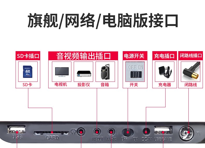 金正移动dvd播放机便携式dvd影碟机电视evd儿童带小电视cd高清影带