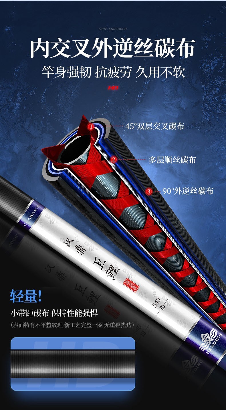 汉鼎鱼竿官方旗舰巨鲤三代超轻超硬28调钓鱼竿鲫鲤鱼杆台钓竿黑坑碳素