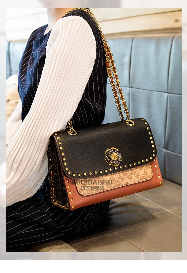 古驰gucci酷奇酷奇包包女包包小方包2022新款潮流铆钉山茶花时尚百搭