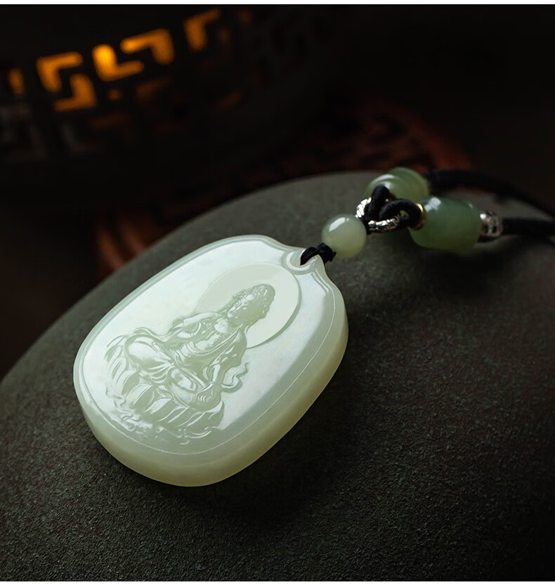 玉悦东海和田玉观音吊坠男女白玉玉佩玉坠项链观音菩萨平安牌