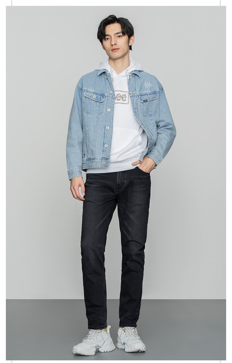 lee商场同款22春夏新品101舒适浅蓝男牛仔外套lmt0015315dg515浅蓝色
