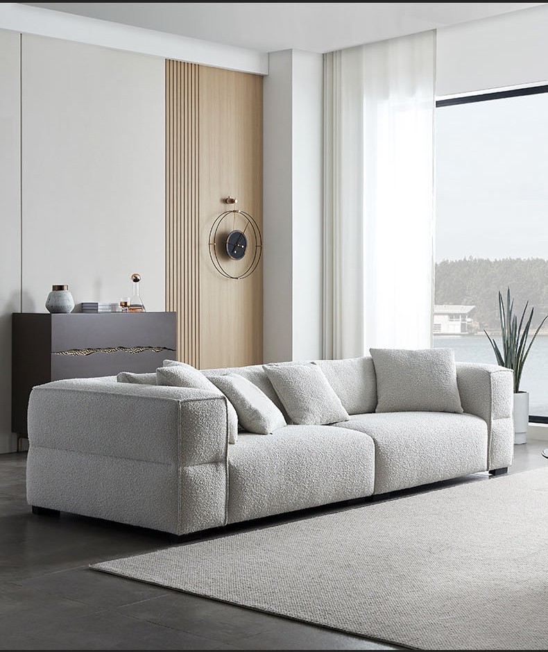 圣西梵意式极简布艺沙发雪花绒客厅轻奢现代落地直排北欧三人位大小