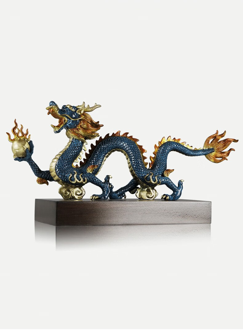 京弗 纯铜龙摆件办公室摆设单龙戏珠生肖龙家居装饰品工艺品摆件礼品