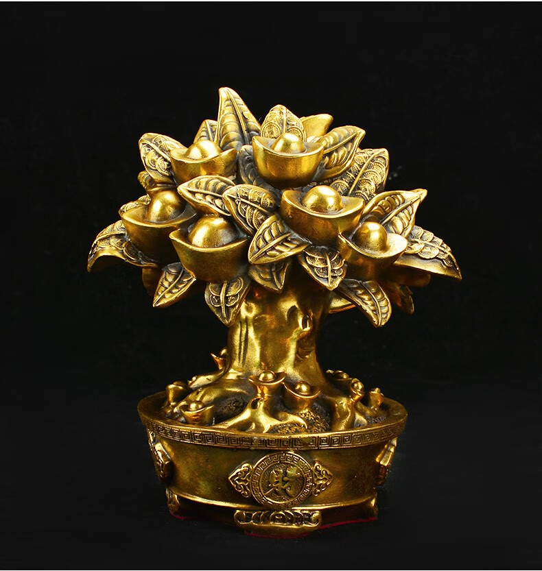 摇钱树发财树摆件黄铜硬币树金钱树家居客厅店铺酒店装饰品乔迁开业送