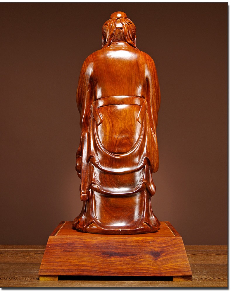 浣彩 花梨木雕孔子摆件实木孔夫子圣人雕像学院开业庆典饰品教师节