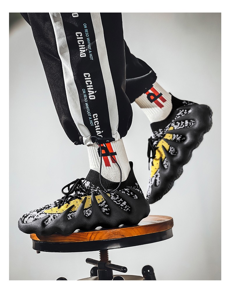 官方甄选原装直邮杰绅纶男士火山鞋飞织网面百搭运动休闲鞋袜子鞋灰色