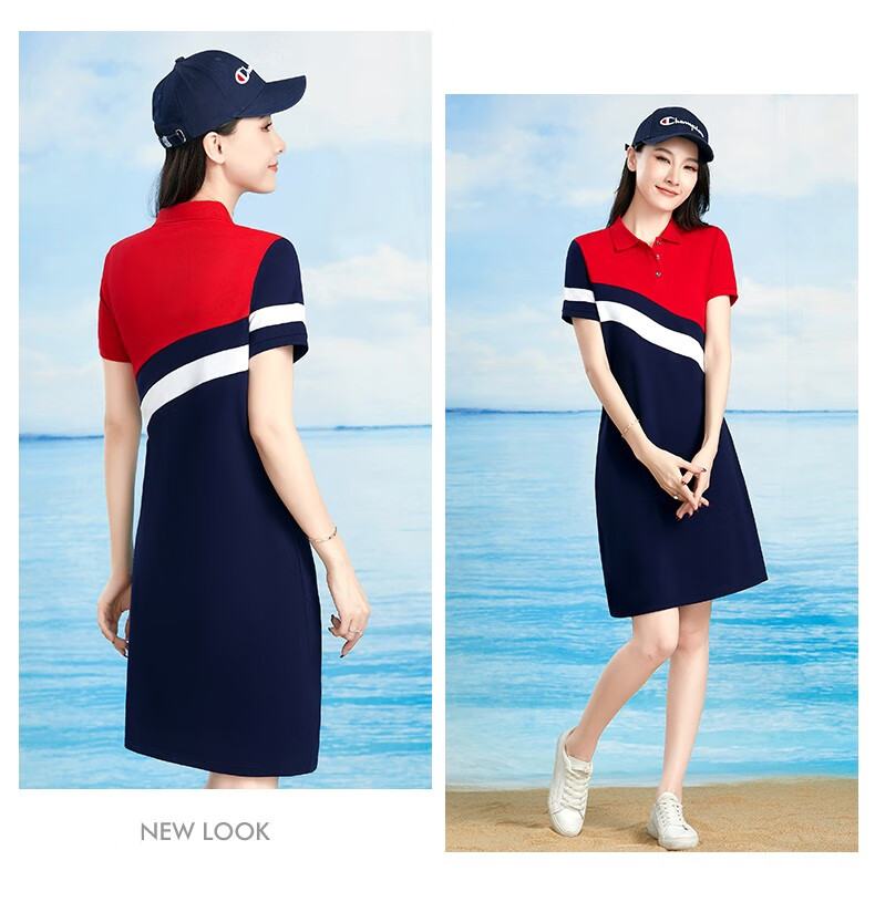 rodyhisii品牌夏季女士连衣裙短袖宽松休闲运动透气纯棉棒球羽毛球