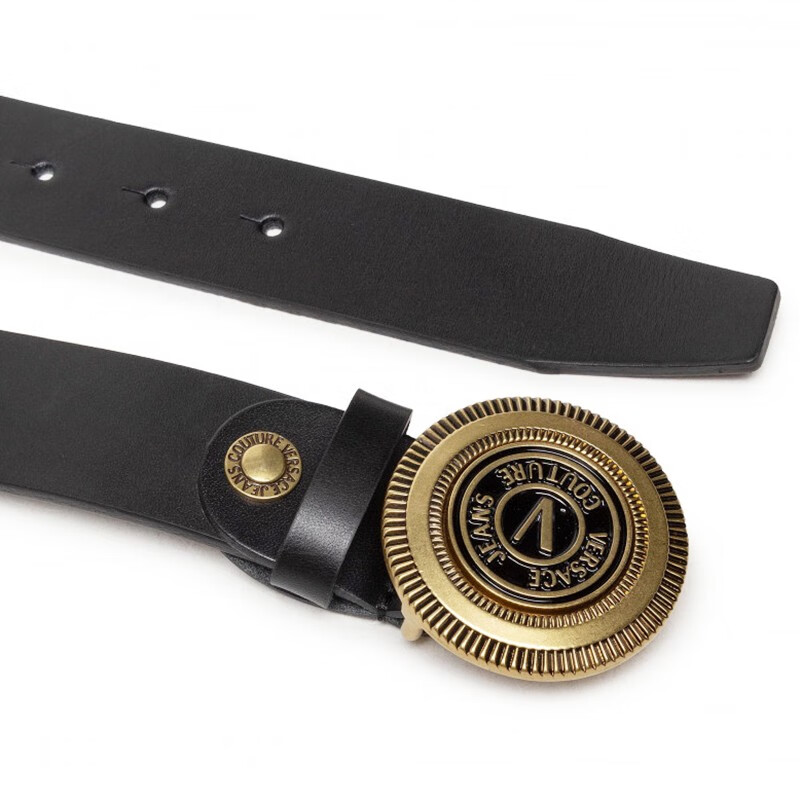 【顺丰预售】versus范瑟丝皮带 男士黑色系v字徽章时尚休闲腰带 71ya6