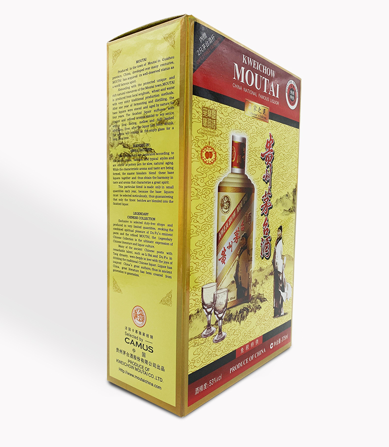 2019年贵州茅台酒卡慕杜甫53度375ml1瓶带盒茅台国产白酒