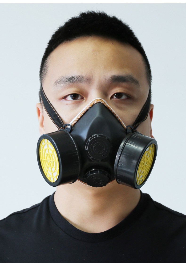成楷科技防毒面具口罩活性炭防毒面罩防护喷漆气体防甲醛黑色面罩岩浆