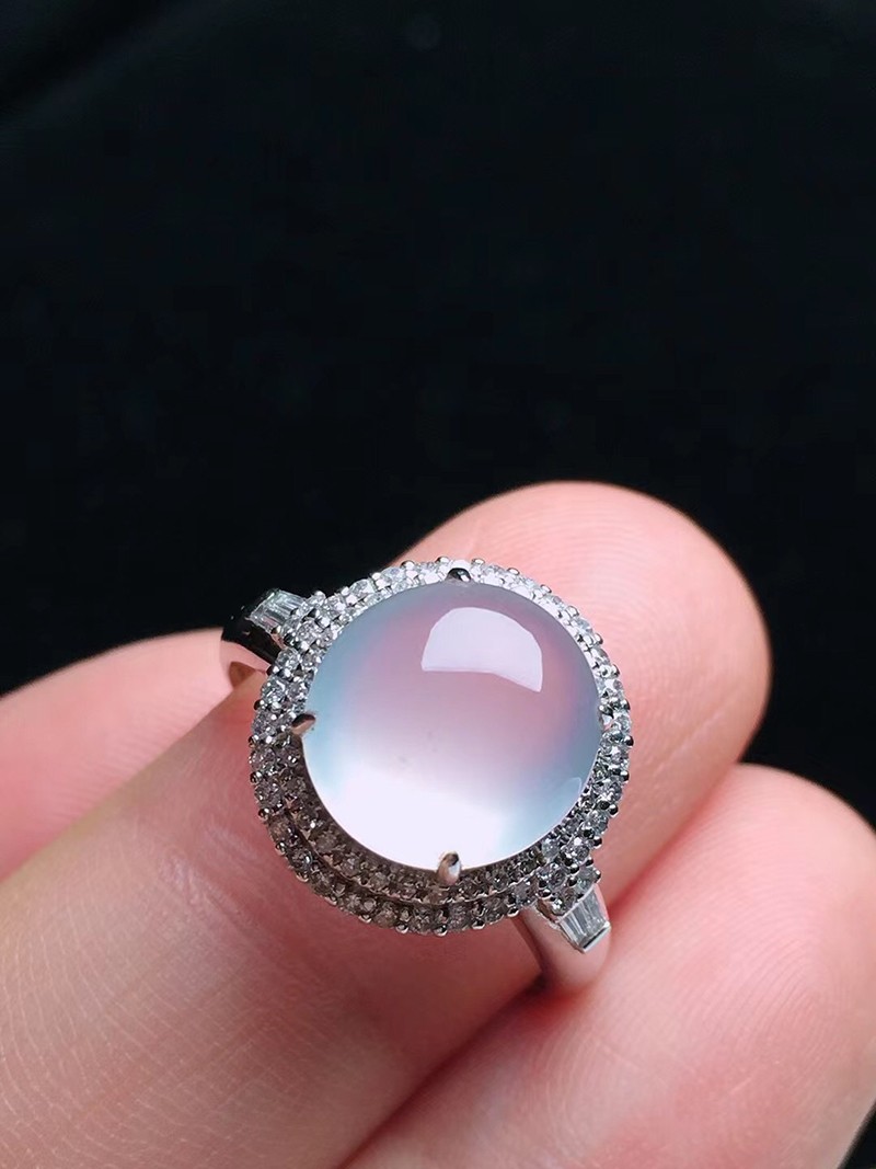 慈心缘高冰戒指翡翠18k金镶钻缅甸天然a货玉石珠宝送女友礼物裸石