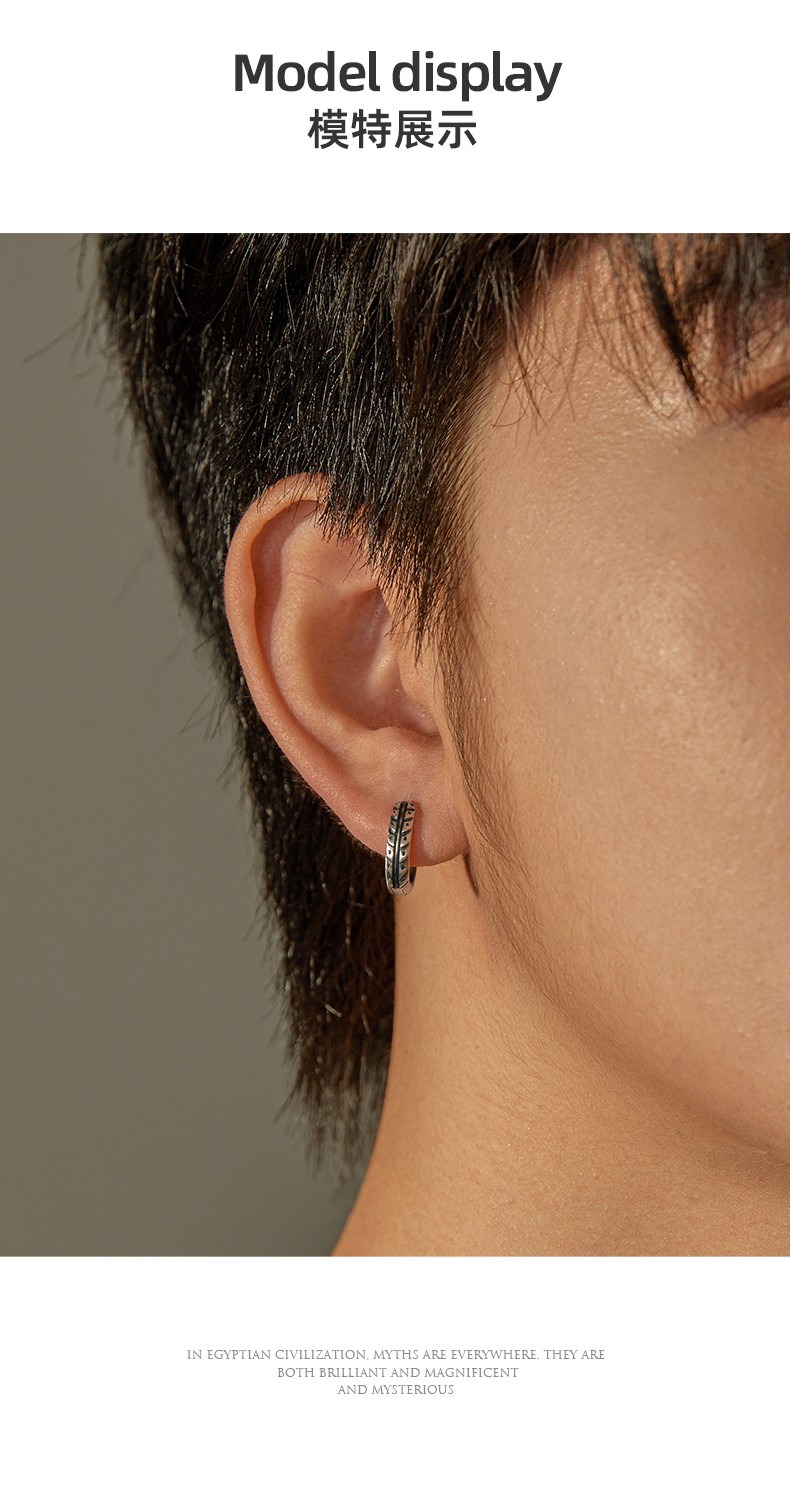 ideagemers925银耳环男士机甲战士时尚饰品首饰轻奢设计感潮流百搭