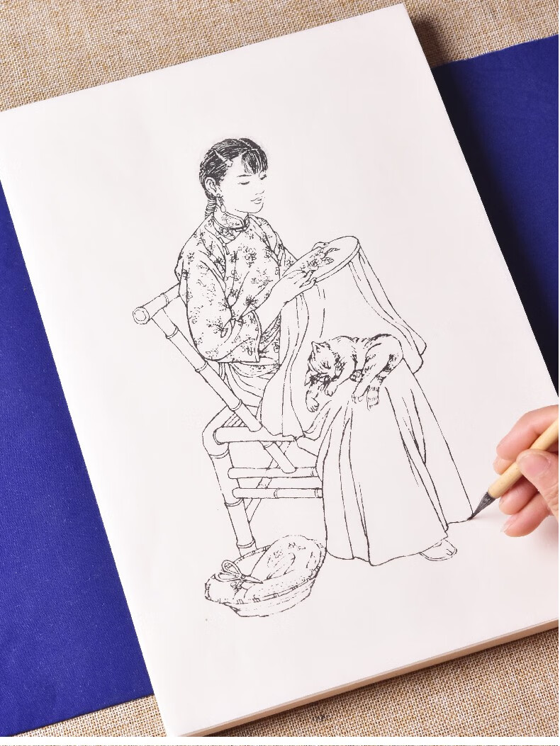 臻言工笔画底稿白描画稿民国仕女画谱画册线描初学者入门基础成品专用
