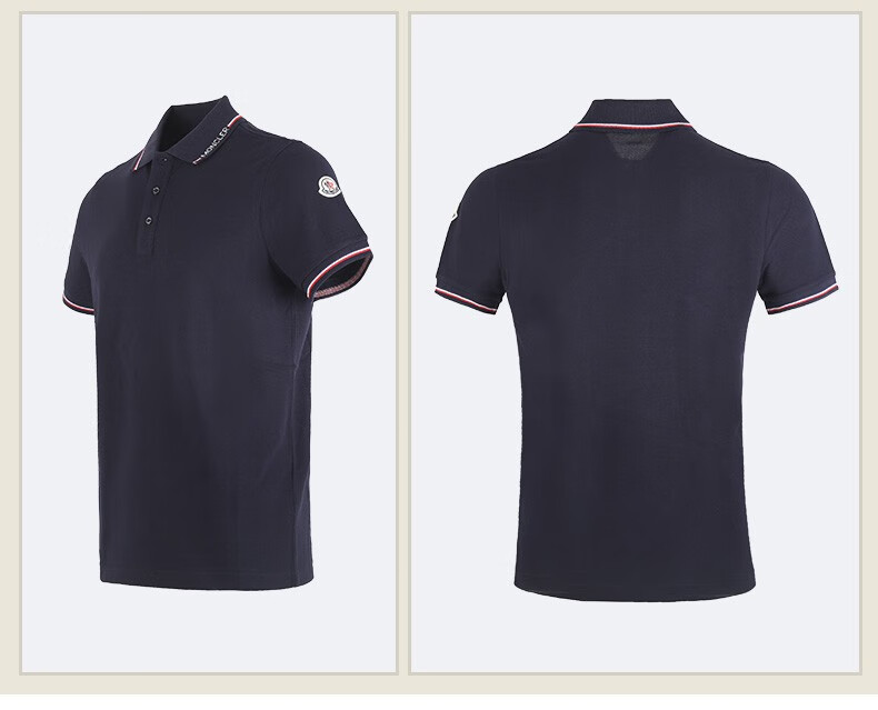 moncler/盟可睐男装22秋冬左臂logo条纹翻领短袖polot恤 8a00012