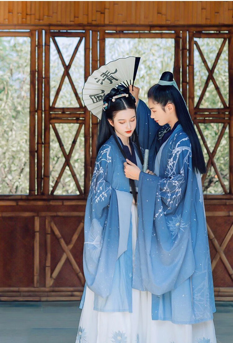 汉服女情侣款古装交领广袖刺绣齐腰襦裙日常魏晋风超仙大袖衫学生演出