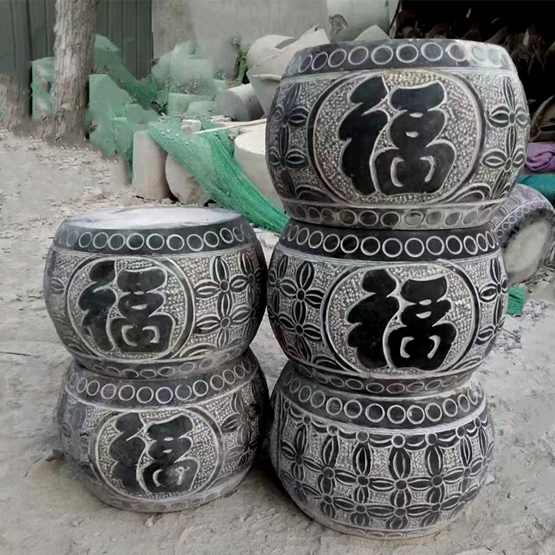 石雕柱墩石青石仿古带底座石墩古建庭院柱基石圆形石柱墩洗浴石墩奥琅