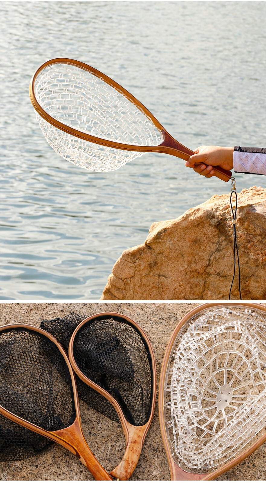 短节溪流抄网实木迷你路亚兜鱼网马口白条spw007溪流抄网