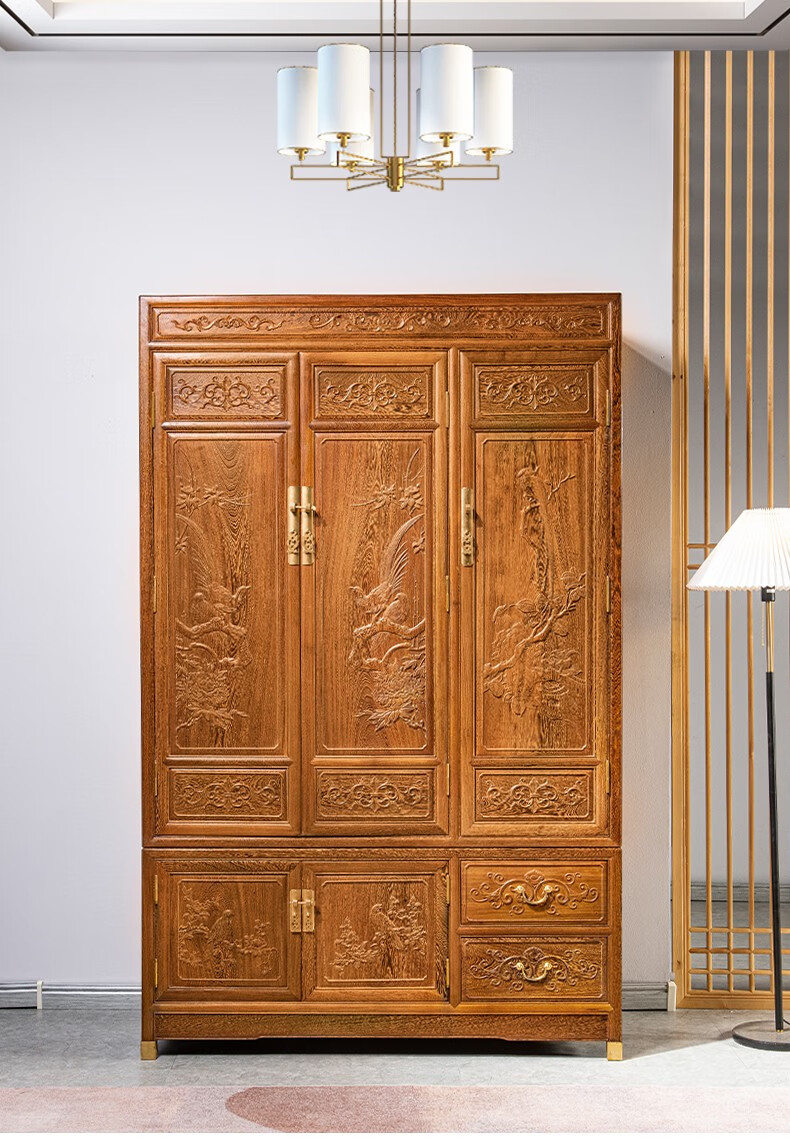 寻古红木家具非洲鸡翅木(学名:非洲崖豆木)衣柜实木中式衣帽间大储物