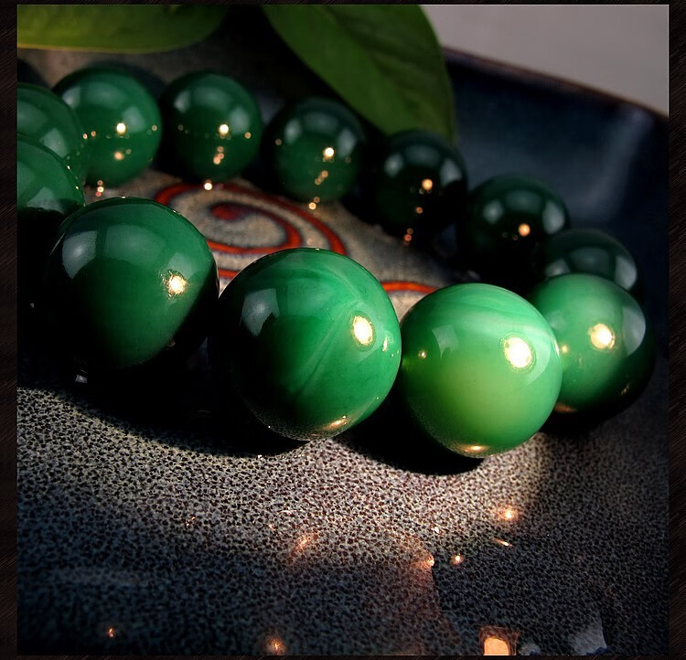 万宗天然绿玛瑙手串男绿色玉髓手链佛珠念珠粗大霸气串珠缠丝佛宝单珠