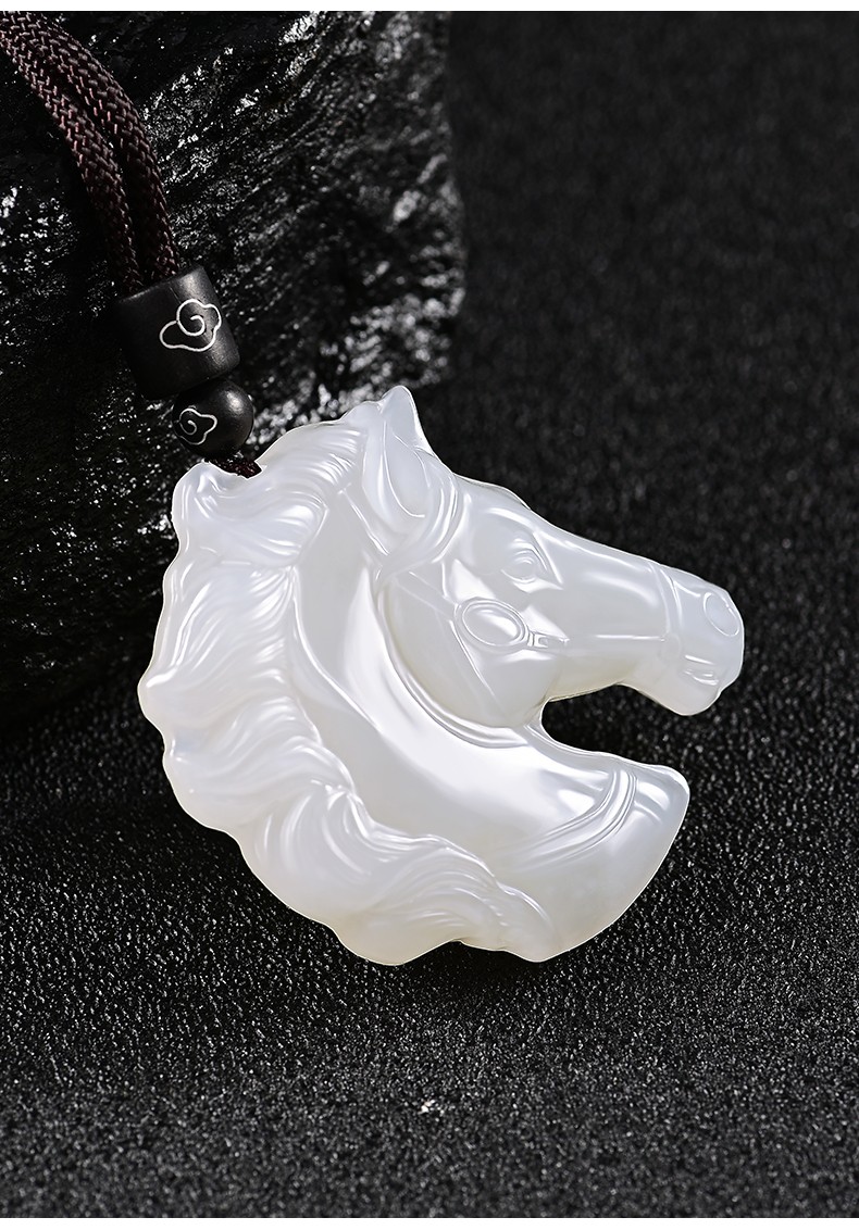 520礼物景禾和田玉羊脂白玉生肖马吊坠男女士款天然玉石马到成功玉坠