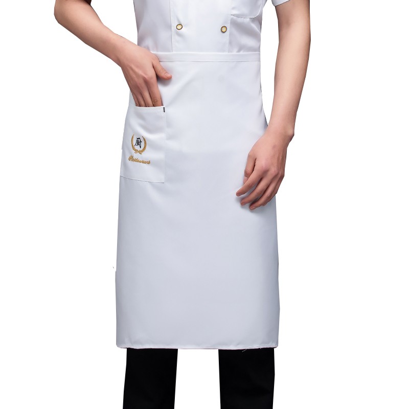 酒店工作服围裙餐厅饭店后厨房厨师服半身围裙围腰食堂工作围裙 黑色