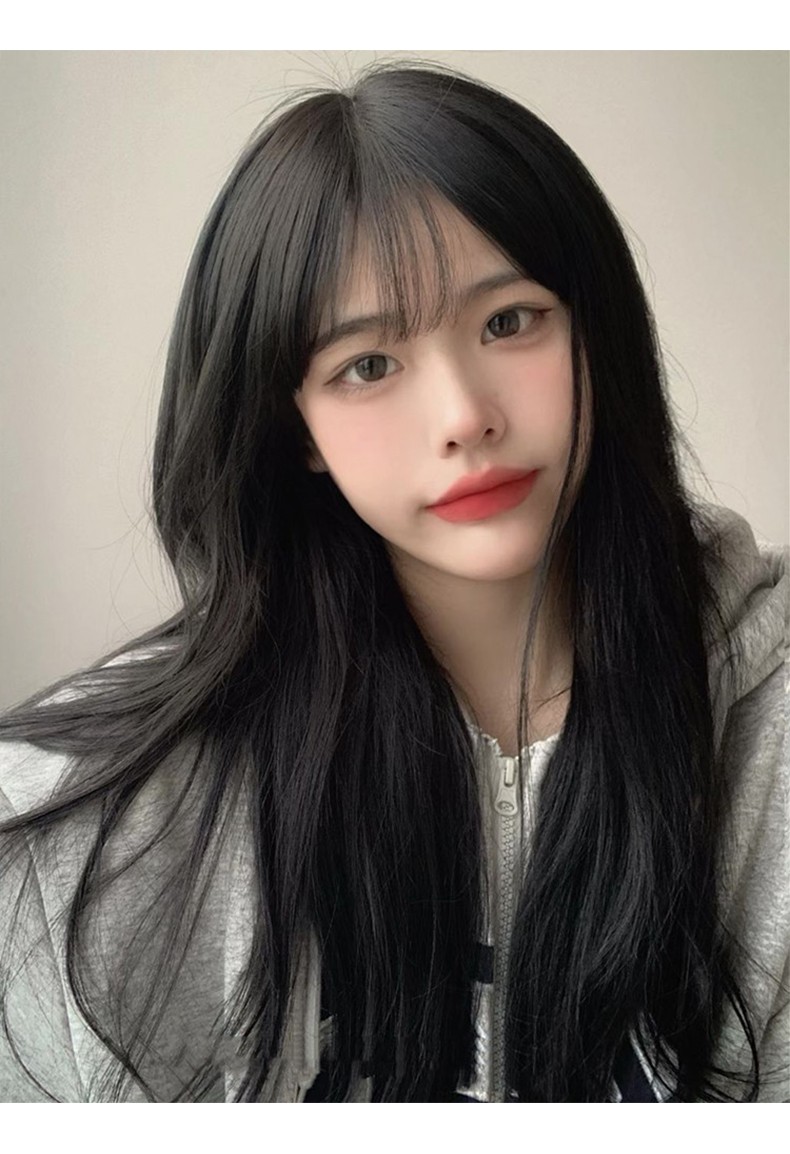 actualself假发女黑长直发空气刘海中长发cos网红气质修脸逼真自然全