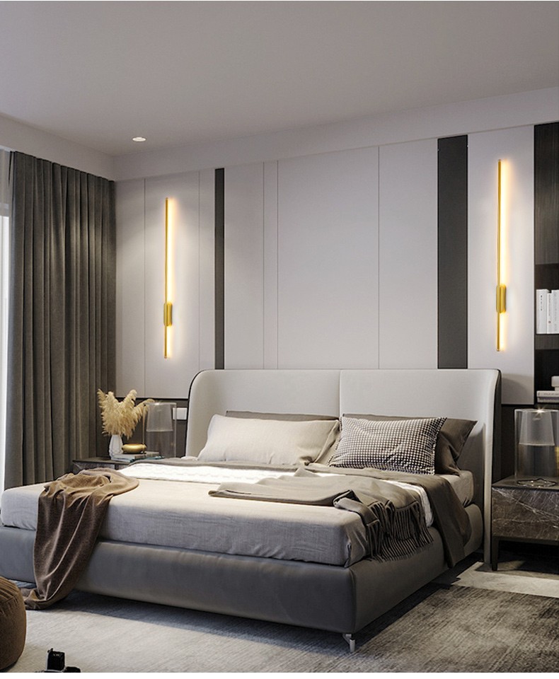 凯居澜现代极简约轻奢客厅格栅电视背景墙壁灯线条灯卧室床头灯长条