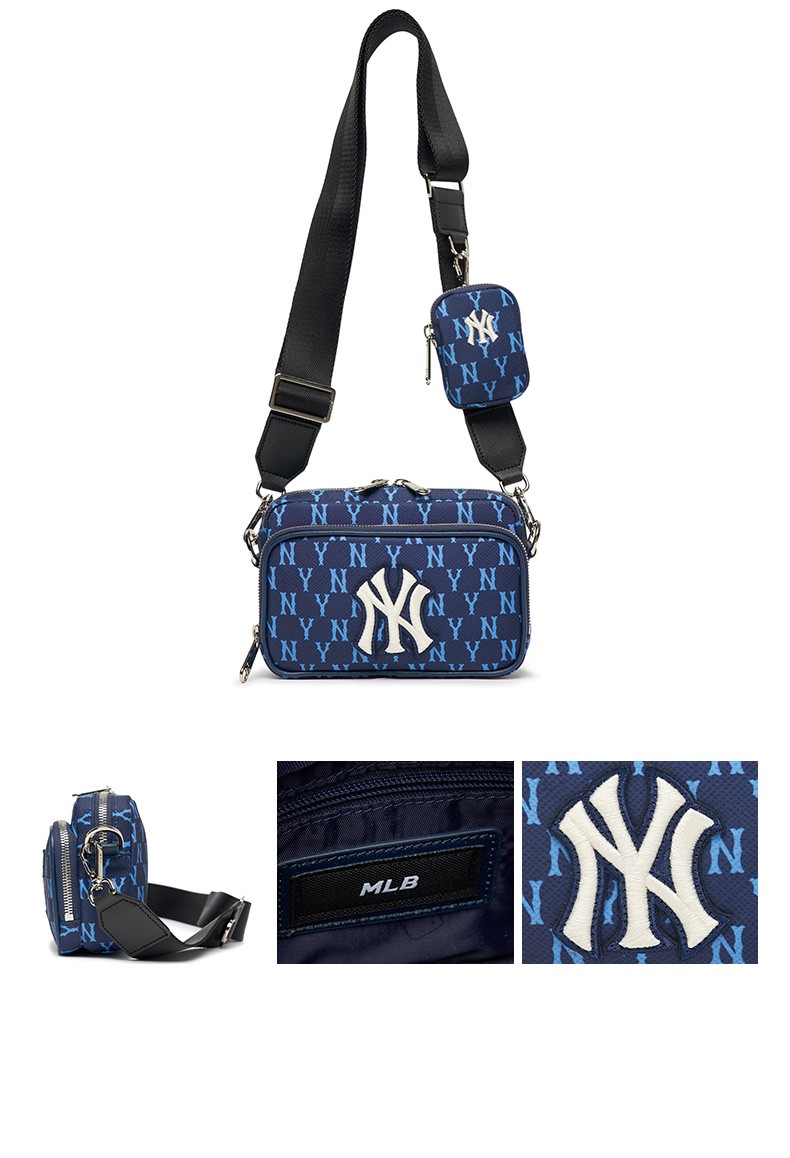 mlb韩国直邮ny男女斜挎包洋基队印花时尚单肩手机包3acrs012n50crs米