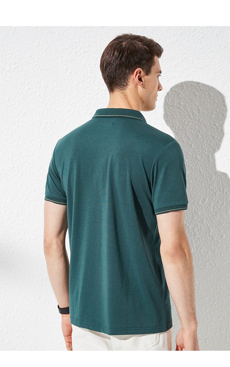 杉杉firs短袖t恤男桑蚕丝混纺净色夏季男士短袖翻领商务休闲打底衫