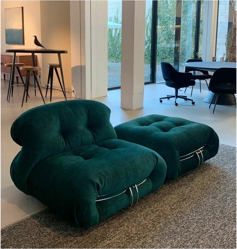 欧洛曼帝意大利cassina沙发小户型中古侘寂风羊羔绒意式极简soriana