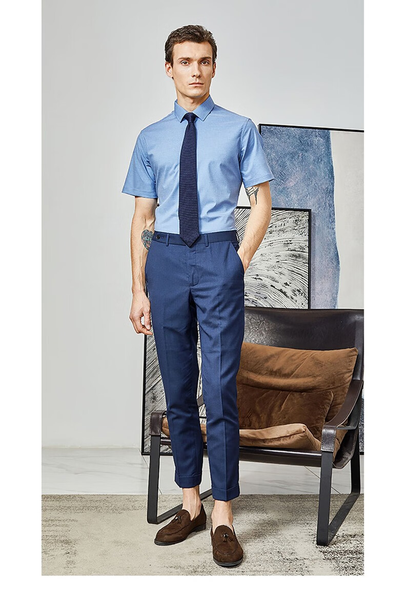 美国保罗旗舰店官方品牌免烫短袖衬衫男夏季商务休闲职业装竹纤维上衣